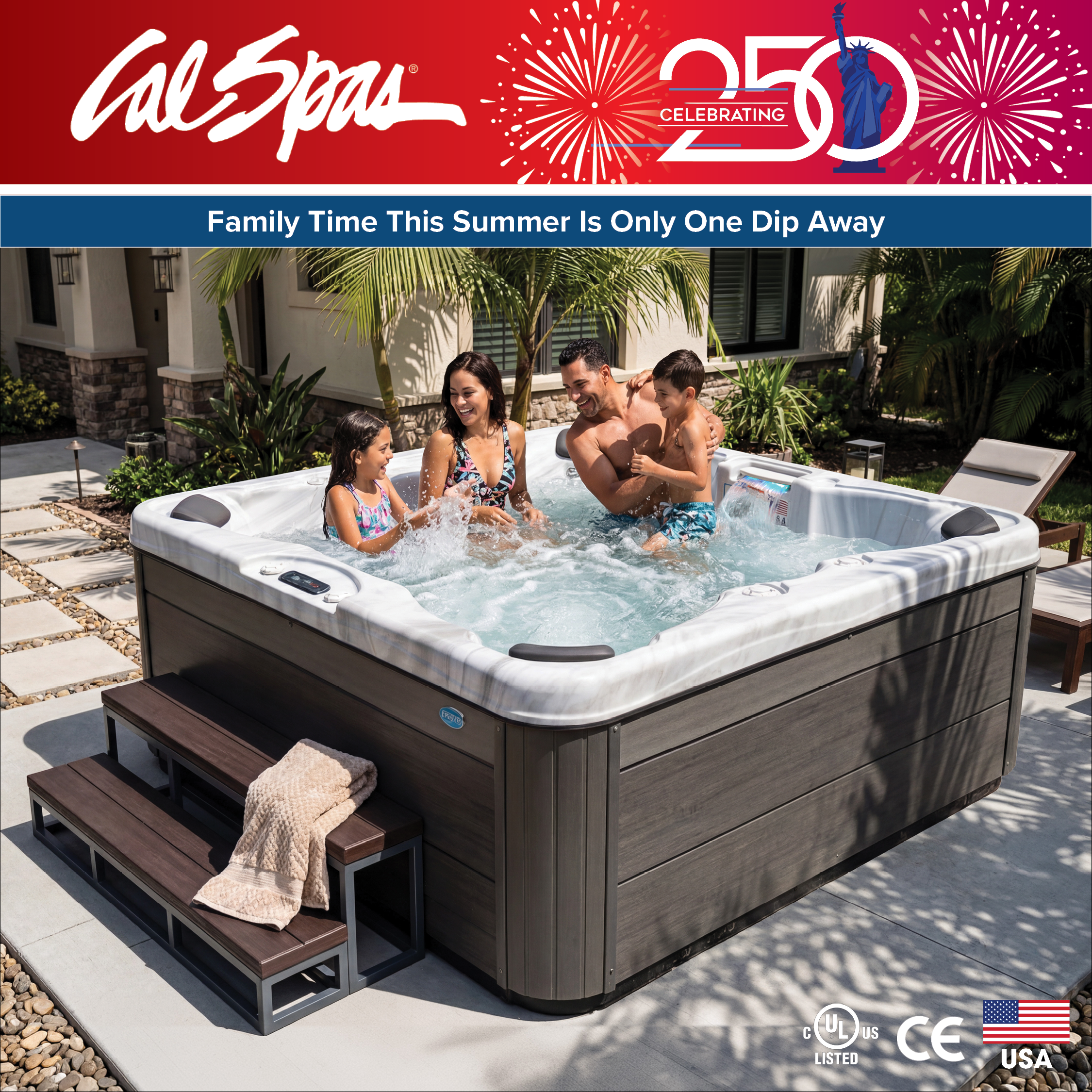 Calspas hot tub being used in a family setting - Norman